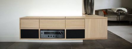 Kast, maatwerk, dressoir, hout, fineer, eiken, platenspeler, 70's, geïntegreerd, strak, modern